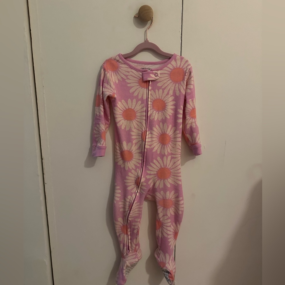 Carter's Toddler Girls Crew Neck Long Sleeve Footed Pajamas